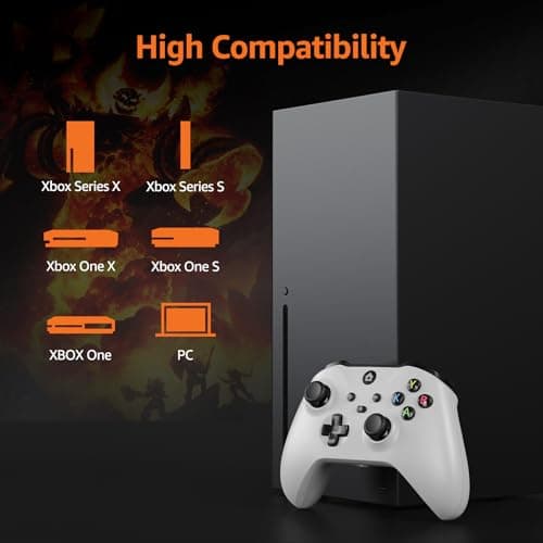 IWGAME Wired Controller for X-BOX ONE/PC, Gamepad with 3.5mm Audio Jack&Dual Vibration, Support Turbo Function, Compatible with X-BOX One/One S/X, X-BOX Series S/X, PC(7.2ft, White)
