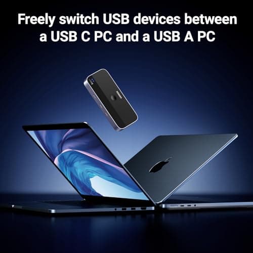 UGREEN USB Switch A & C Input for Computers - Share 4 Ports, Switcher Selector for PC, Laptop, Keyboard, Mouse, Webcam, Microphone - Adapter With 2 USB-C Data Cables and Remote — view 2