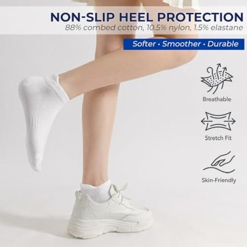 VoJoPi Ankle Socks for Women Cushioned Cotton Athletic Running Sock 6 Pack — view 5