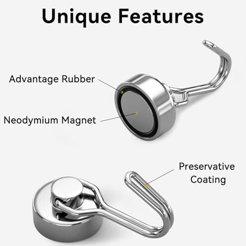 Tohoer Magnetic Hooks, Neodymium Magnet Hook Heavy Duty 30LBS with Rust Proof for Cruise Essentials, Indoor Outdoor Hangers Hanging, Refrigerator, Fridge, Grill, Tools, Kitchen, Key Holders, Storage