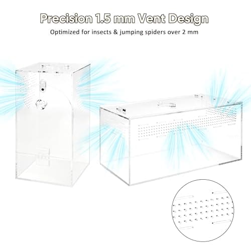 YINGXUN Jumping Spider Enclosure Set, Terrestrial Arboreal Combo, Acrylic Tarantula Terrarium, Praying Mantis Habitat, No Assembly, 2-Size Kit, Large — view 3
