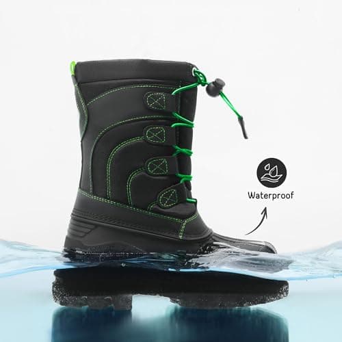 DREAM PAIRS Big Kid Knorth Black N.Green Isulated Fur Winter Waterproof Snow Boots Size 6 M Big Kid — view 5