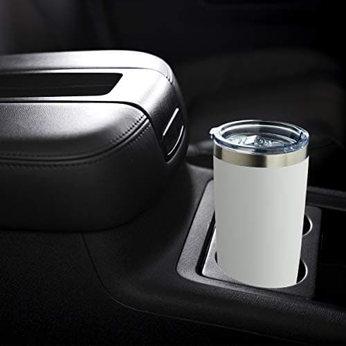 COMOOO 20oz White Tumbler Bulk Double Wall Vacuum Insulated Travel Mug Stainless Steel Coffee Mug with Lid and Straw Durable Powder Coated Insulated Coffee Cup for Cold & Hot Drinks (white,12 pack） — view 4