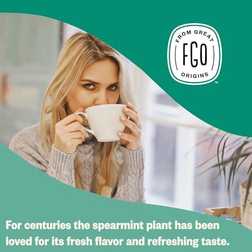 FGO Organic Spearmint Leaf Tea, 100 Count, Eco-Conscious Tea Bags, Resealable Bag, Packaging May Vary (Pack of 1) — view 5