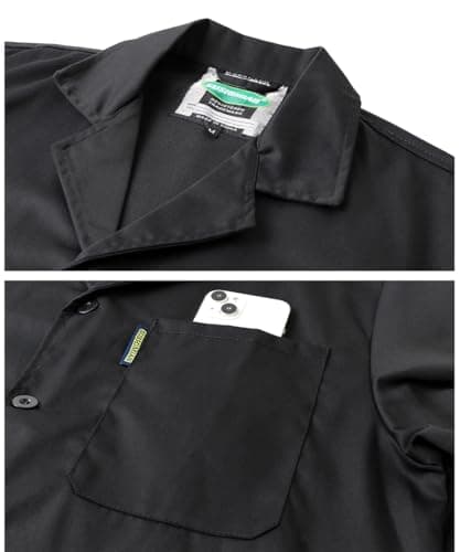 Mens Long Jacket Laboratory Coat Workwear Overcoat Adult LabCoat, Black, L — view 2