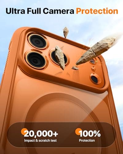 Diaclara Magnetic Designed for iPhone 17 Pro Max Case Full Body Bumper[Compatible with MagSafe] Military Drop Proof Cover with Built-in Touch Sensitive Anti-Scratch Screen Protector,Orange — view 4
