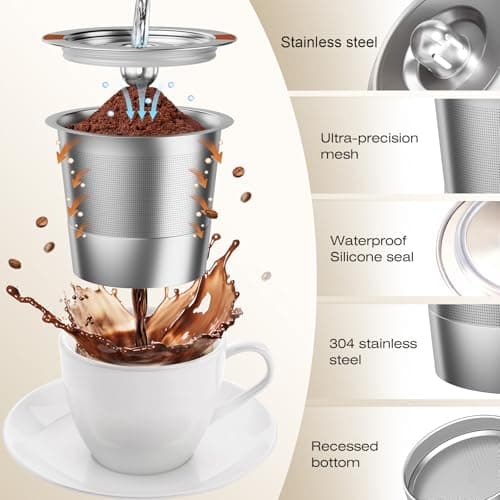 FAQQMCVY Reusable K Cups Coffee Pods for Keurig: Full Stainless Steel Refillable K Cups Coffee Filter Compatible 1.0 and 2.0 Coffee Makers-brewers (2Pack) — view 5