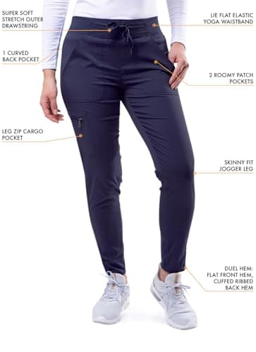 Adar Pro Scrubs for Women - Ultimate Yoga Jogger Scrub Pants - P7104 - Navy - XL — view 2