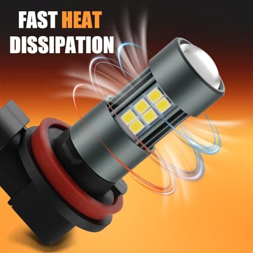 iFunyLED H11 LED Fog Light Bulbs, H8 H16 Super Bright 6500K Cool White, Plug and Play, Replacement Fog Lights for Car Truck SUV, 2-Pack — view 3