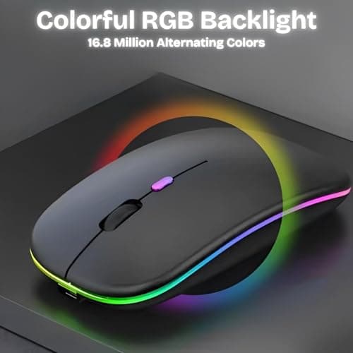Nexurion Wireless Mouse for Laptop & PC – Magic, Bluetooth, Rechargeable USB-C, Slim Design with RGB Backlight, Dual Mode 2.4GHz for MacBook, iPad (Jet Black) — view 3