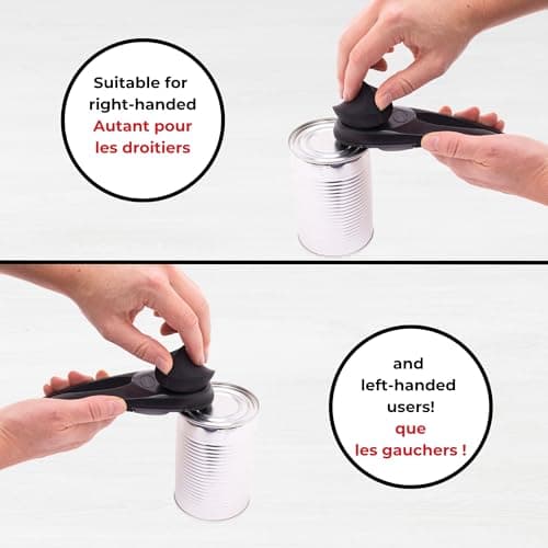 Starfrit MightiCan Can Opener, Safe Smooth-Cut Design, Holds Lid and Leaves No Sharp Edges, Comfort Grip Handle, Heavy-Duty Non-Slip Knob, 3-Year Warranty, Black — view 5