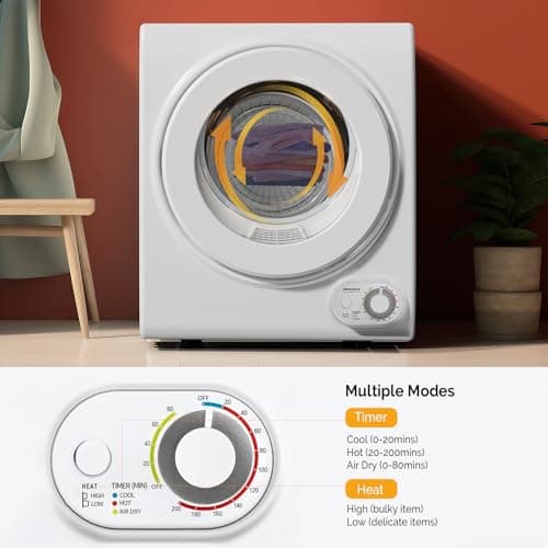 ROVSUN 17.8LBS Full Automatic Washing Machine and 1.5CuFt Portable Clothes Dryer Set, Compact Laundry Washer and Dryer Combo Set with Stainless Steel Inner Tub, for Apartment, Dorms, Home — view 7