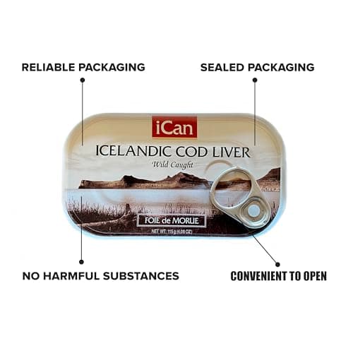 Ican Wild-Caught Iceland Cod Liver - Bulk Savings - Case of 12 – 4.06 oz Canned Cod Liver in Own Oil – Rich in Omega-3 & Vitamin D – Keto & Paleo Friendly — view 5
