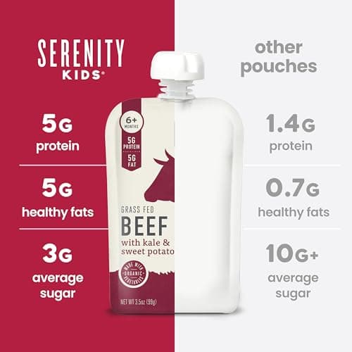 Serenity Kids Baby Food Pouch Puree - Organic Baby Food Pouches with Veggie & Beef Blend - No Added Sugar Savory Toddler Snacks - On-the-Go Toddler Pouches - 3.5 oz, Pack of 1 — view 7