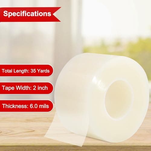 PackYard Transparent Window Seal Weather Sealing Tape 2 Inch x 35 Yards Weather Stripping Residue Free Clear Window Insulation Tape for Shower Glass Gaps and Doors Windproof Tape