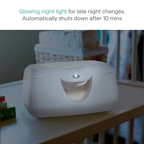 Munchkin Warm Glow Baby Wipe Warmer with Nightlight, Baby Wipes Warmer Dispenser for Newborn Diaper Changes, Holds 100 Wipes, White — view 2