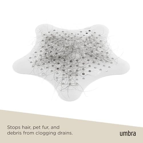 Umbra Starfish Hair Catcher, Fun Drain Cover Fits Most Standard Tub and Shower Drains, 6" Diameter, White — view 3
