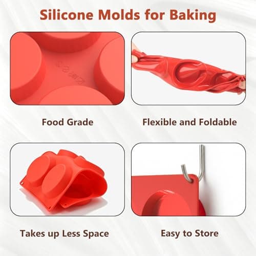 Redfly Silicone Egg Molds for Breakfast Sandwiches 2 Pcs, Non Stick 3 Inch Egg Bites Baking Pans, Silicone Muffin Pans for Baking — view 4