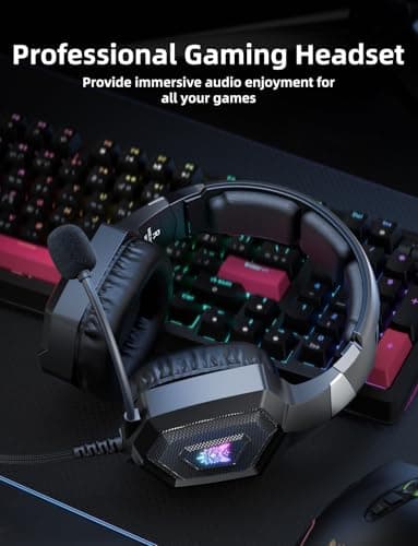 Gaming Headset with Microphone, Gaming Headphones Compatible for PS4 PS5 Xbox PC with RGB Lights, PlayStation Headset with Noise Reduction 7.1 Surround Sound Over-Ear and Wired 3.5mm Jack (Black) — view 6
