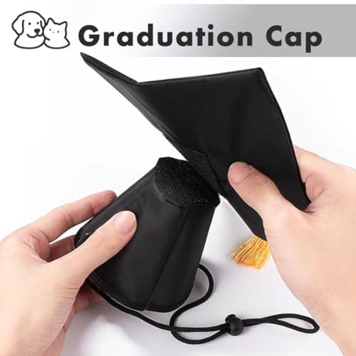2026 Dog Graduation Bandana and Cap Set It was Ruff but We Did It Black Graduation Dog Outfits with Tassel Adjustable Graduation Cap for Small Medium Large Dogs Cute Pet Costume Photo Prop Cotton — view 4