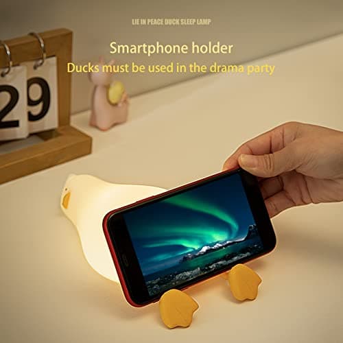 MUID Benson Lying Flat Duck Night Light, LED Squishy Duck Lamp, Cute Light Up Duck, Silicone Dimmable Nursery Nightlight, Rechargeable Bedside Touch Lamp for Breastfeeding, Finn The Duck. — view 3