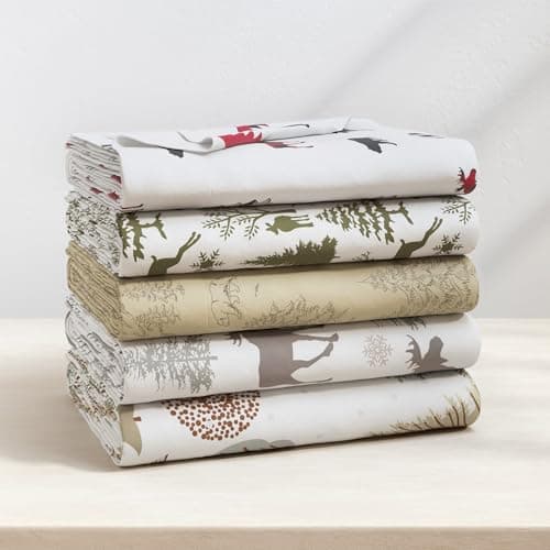 Extra Soft 100% Turkish Cotton Flannel Sheet Set. Warm, Cozy, Luxury Winter Bed Sheets. Stratton Collection (Queen, Moose) — view 5