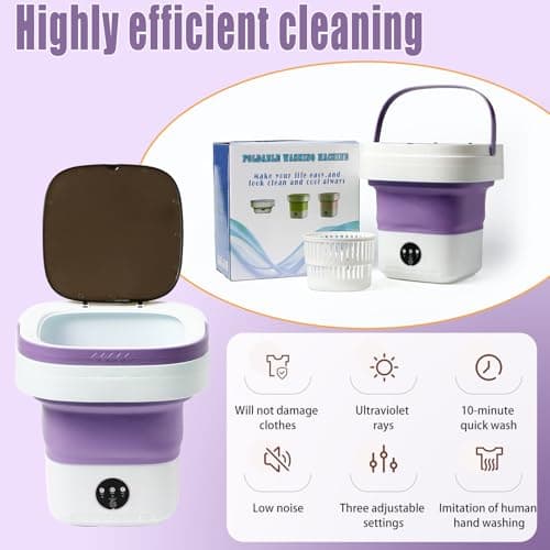 PXNTLA Mini Portable Foldable Washer - 16L Portable Washing Machine, Spin dryer, Small Folding Washing Machine 3 Cleaning Modes for Baby Clothes/Intimate Apparel, for Travel, Home — view 4