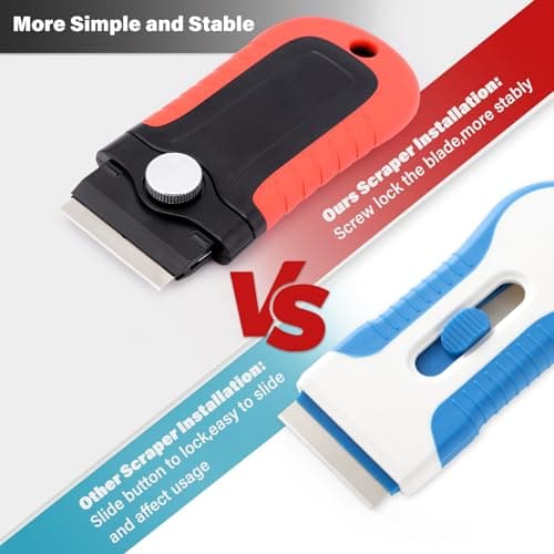 Gomake Razor Blade Scraper Tool with Blade Storage Container, Glass Cooktop Stove Scraper with 10PCS Stainless Steel Blades for Glass Clean,Paint,Old Label,Decal Sticker,Adhesive Remover — view 3
