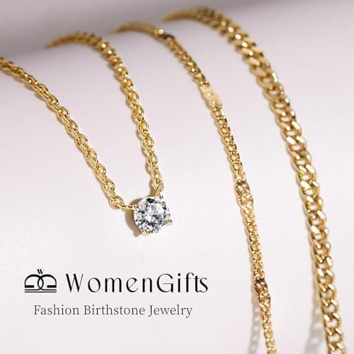 WomenGifts Layered Gold Necklaces for Women, 14K Gold Plated Dainty Cute Pendant Necklace Jewelry Set, Chunky Stackable Cuban Chain Choker Collar, Trendy Waterproof Non Tarnish Jewelry Gift for Mom — view 5
