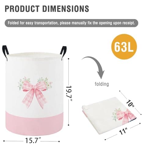 HIYAGON Baby Laundry Hamper Basket Baby Hamper for Nursery Boy and Girl Cute Kids Toys Storage Bin Organizer Boho Room Decor(Bowkont Flower)