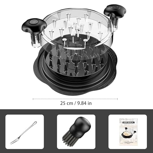 SURETIVIAN Chicken Shredder Tool Twist Large Chicken Breast Shredder with Brush&Fork, Visible Meat Shredder Machine, Strong Anti-Slip Strip, Ergonomic Handle, BPA Free, Suitable for Pork Beef Chicken — view 6