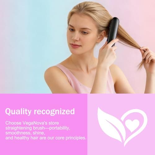Portable Cordless Hair Straightener Brush with Protective Dust Cover, 3 Heat Levels & Fast Heating, Enhanced Ionic Straightening Brush for Travel. — view 5
