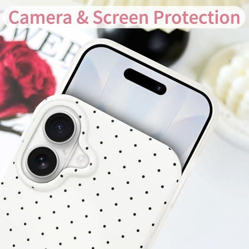 Hython for iPhone 17 Case Cute Polka Dot Aesthetic Design Simple Cover 6.3", Thin Slim Anti-Scratch Soft TPU Bumper Shockproof Rubber Protective Phone Cases for Women Girls Girly Boys, White — view 2