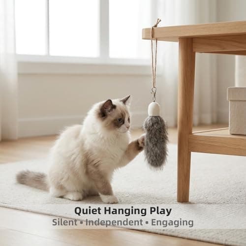 ZAYLUMO 2 Pack Natural Rabbit Fur Cat Toy Refills – Silent Interactive Cat Toys for Indoor Cats, Handmade Replacement Heads with Secure Connector for Cat Wand Toys — view 5