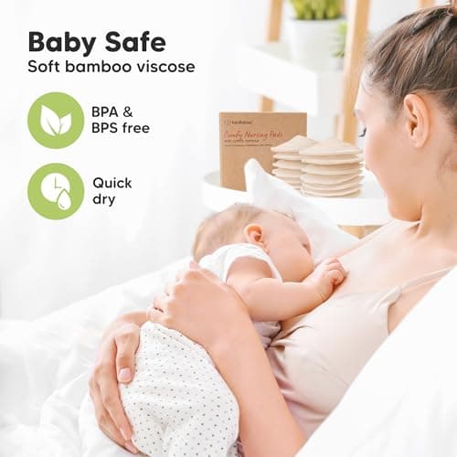 Organic Nursing Pads, 14 Washable Breast Pads,Wash Bag (Bare Beige, L 5") — view 4