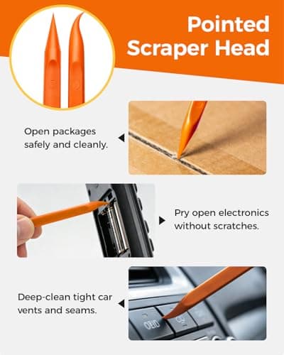 12Pcs Plastic Scraper Tool, Crevice Cleaning Tool, Non-Scratch Car Detailing Supplies for Cleaning, Versatile Label/Sticker Remover & Peeler Tool for Tight Spaces (Orange-12Pcs) — view 2
