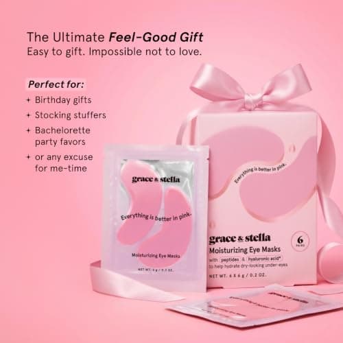 grace & stella Award Winning Under Eye Mask - Reduce Dark Circles, Puffy Eyes, Undereye Bags, Wrinkles - Gel Under Eye Patches - Small Birthday Gifts - Vegan Cruelty-Free (Pink, 6 Pairs) — view 8