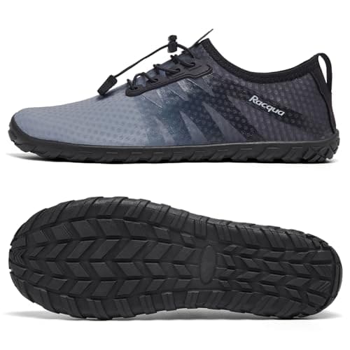 Racqua Mens Swim Water Shoes Barefoot Quick Dry Lightweight Pool Gradient Sports Beach Aqua Outdoor Shoes Grey/Black 11.5 Women/10.5 Men — view 4