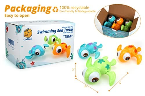 DUCKBOXX XX Wind-up Swimming Sea Turtles Bath Toy, No Battery Mold-Free Anti-Rust Interactive Montessori Toy for Kids 18M+ (3pcs) (Blue Green Orange) — view 4