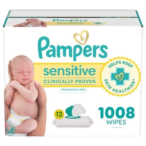 Pampers Baby Wipes Sensitive Perfume Free 12X Pop-Top Packs, 1 Pack (Count of 1008)