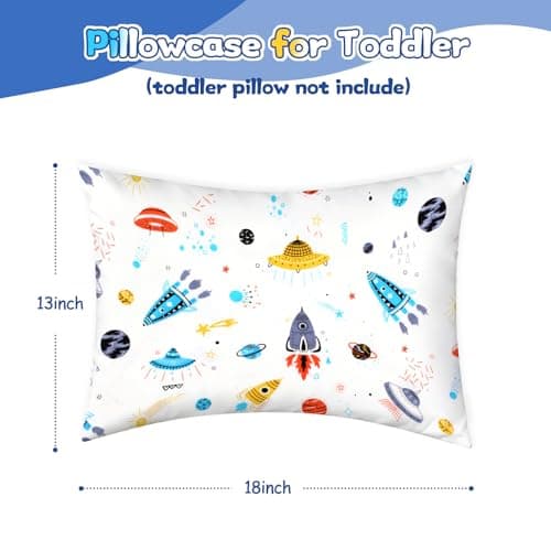 Kids Toddler Pillowcases UOMNY 2 Pack Pillow Cover Pillowslip Case Fits Pillows sizesd 13 x 18 or 12x 16 for Kids Bedding Pillow Cover Baby Pillow Cases Space White/Blue — view 5