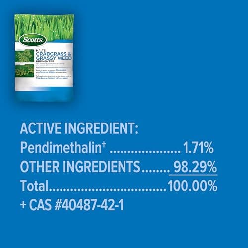 Scotts Halts Crabgrass & Grassy Weed Preventer - Crabgrass Preventer, Pre Emergent Weed Control for Lawns, Prevents Chickweed & More, Treats up to 5,000 sq. ft., 10.06 lb.