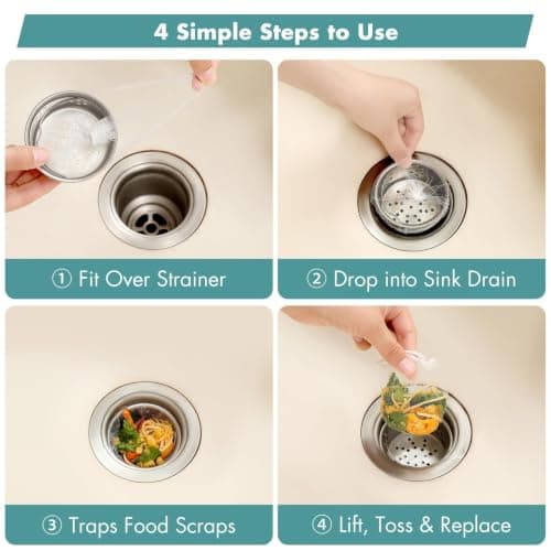 400 Pack Disposable Drain Covers for Sourdough, Kitchen Mesh Sink Strainer Bags, Anti-Clog Drain Catchers for Food Scraps, Coffee Grounds & Hair, Kitchen & Bathroom — view 5