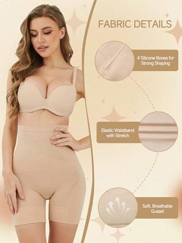 DIGZ Shapewear Women Tummy Control Underwear,High Waisted Shapewear Shorts Butt Lifting Underwear,Seamless Postpartum Underwear Beige — view 3