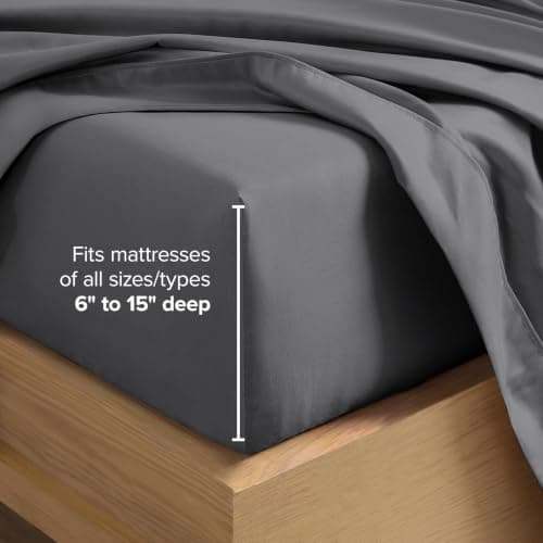 Bare Home Queen Sheet Set - 1800 Ultra-Soft Microfiber Queen Bed Sheets - Double Brushed - Queen Sheets Set - Deep Pocket - Bedding Sheets & Pillowcases (Queen, Grey) — view 4