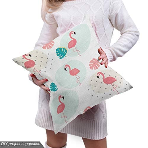Ambesonne Tropical Fabric by The Yard, Flamingo Birds on Polka Dots Exotic Monstera Leaves Pastel Hawaiian, Decorative Fabric for Upholstery and Home Accents, 1 Yard, Coral Seafoam — view 4