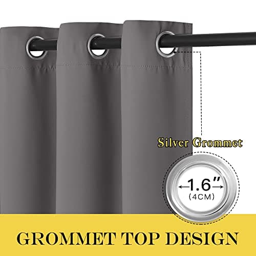 NICETOWN Blackout Window Curtain for Bedroom - (Grey Color) Home Decoration Thermal Insulated Room Darkening Drape/Drapery, W52 x L63 Inch, 8 Grommets/Rings Top, 1 Panel — view 2