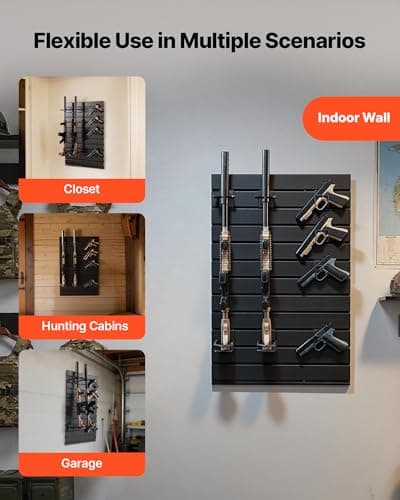 VEVOR Gun Rack, Wall Mount, Tactical Rifle Shotgun Handgun Storage, Heavy-Duty PVC Panels & Steel Wall Racks, Securely Holds up to 2 Rifles & 4 Pistols, Modular Firearms Gun Gear Accessories Organizer — view 5