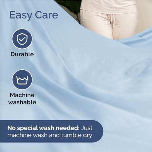 Full Size 4 Piece Sheet Set - Comfy Breathable & Cooling Sheets - Hotel Luxury Bed Sheets for Women & Men - Deep Pockets, Easy-Fit, Soft & Wrinkle Free Sheets - Light Blue Oeko-Tex Bed Sheet Set — view 6