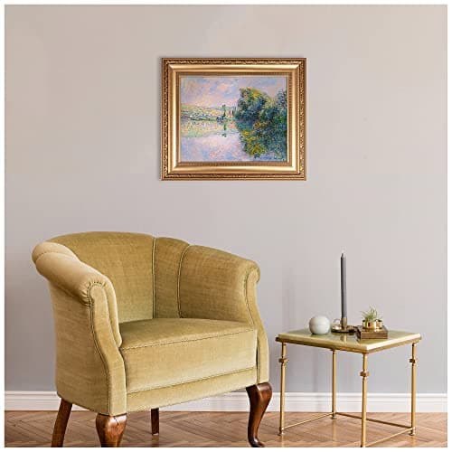 The Seine at Vetheuil by Claude Monet Framed Size:26x22 inches,Image Size:20x16 inches World Classic Reproductions For HomeDecor,Wide Gold Frame — view 5